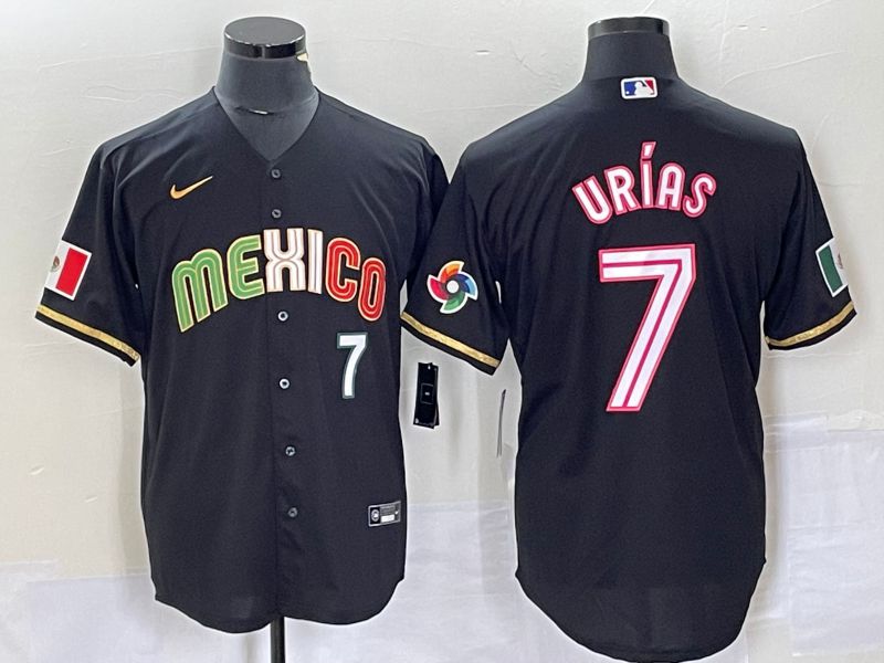 Men 2023 World Cub Mexico #7 Urias Black pink Nike MLB Jersey25